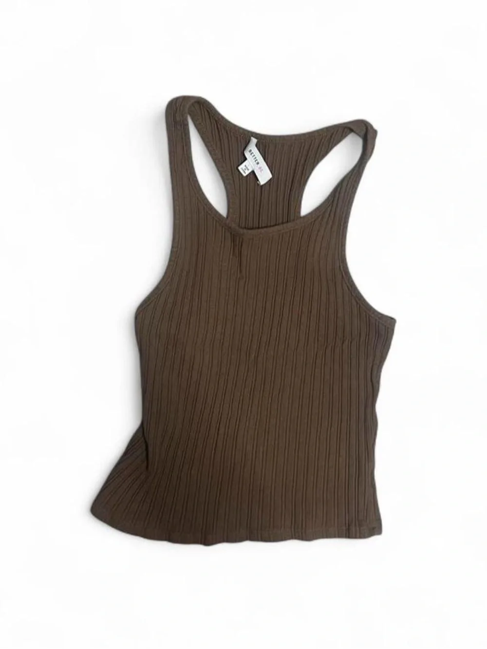 Ribbed Racerback Tank Top - Brown